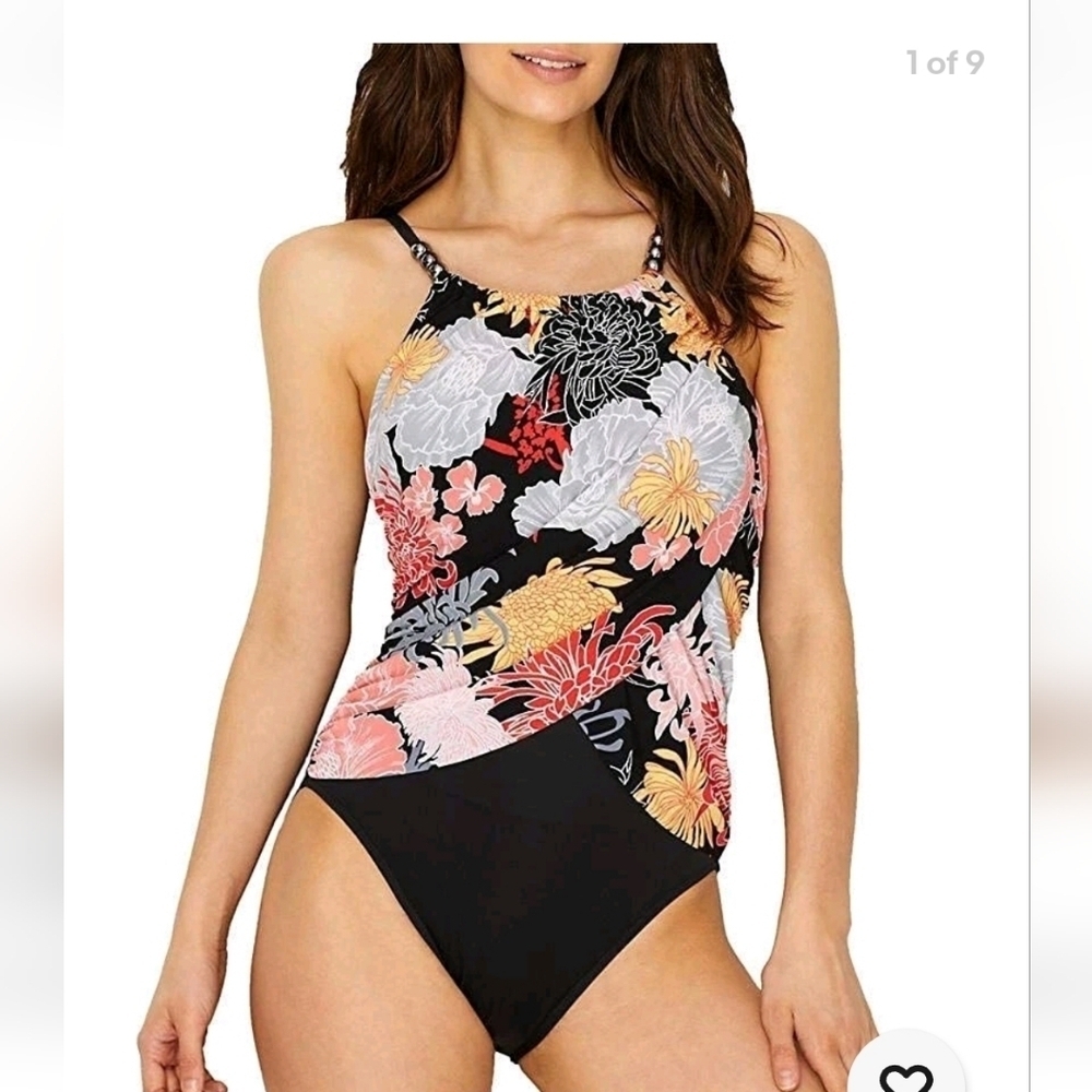 Magicsuit Women's Floral One Pieces Travel Vacation Beach Swimsuit Size Small.